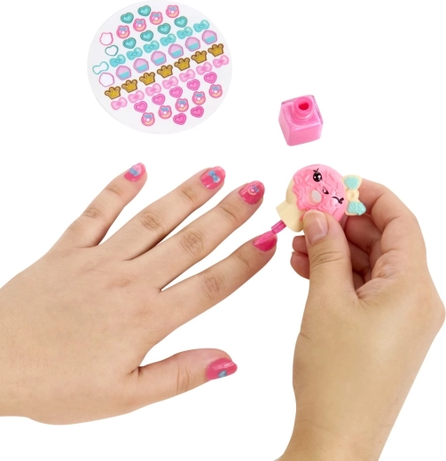 Nail painting and decorating with cute stickers