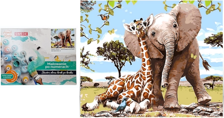 Paint by Numbers Elephant with Giraffe - 1 piece