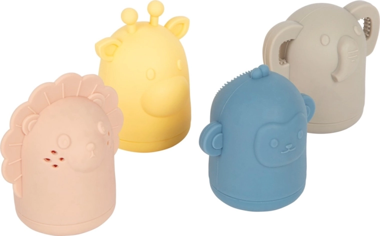 Set of silicone water toys for children small foot (lion, elephant, giraffe, monkey)
