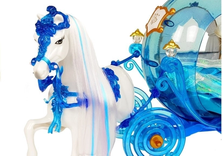 Magical carriage with opening doors and movable wheels