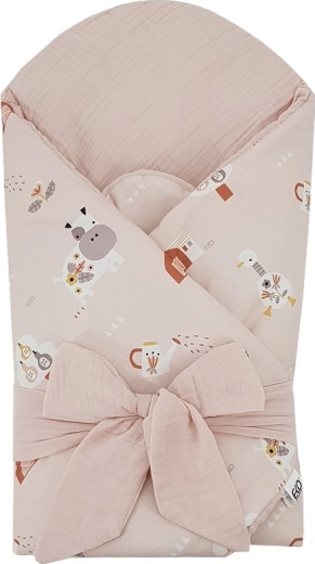 EKO premium muslin baby wrap with removable coconut insert and bow 75 × 75 cm - 1 piece – Pink