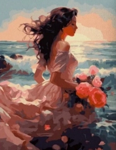 Norimpex Paint by Numbers Woman on the Coast 40 × 50 cm