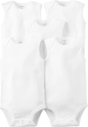CARTER'S sleeveless bodysuits in a 5-pack, white neutral - 1 piece – NB / size 56