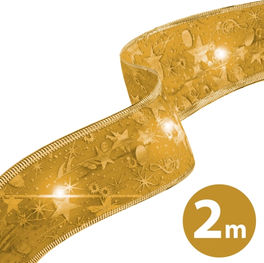 Kalėdinė auksinė LED juostelė 2 m