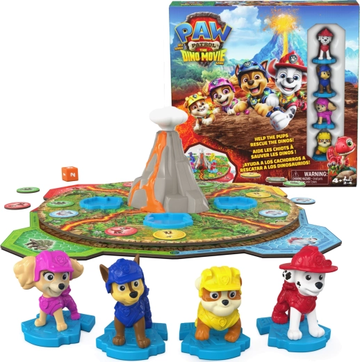 Paw Patrol Dino Movie board game with a rotating volcano
