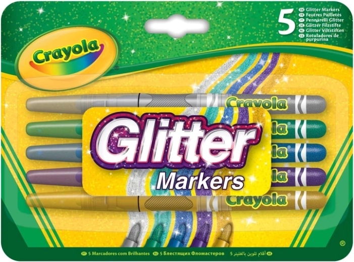 Crayola Washable Glitter Markers, 5 Colors