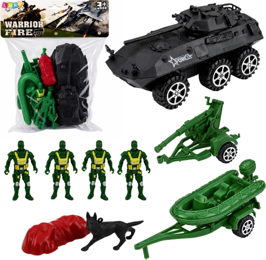 Military playset with armored personnel carrier and soldiers (14 pieces)
