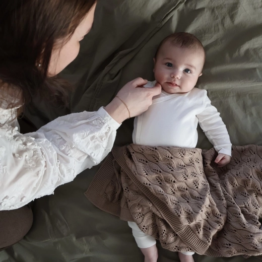 Vinter & Bloom organic cotton blanket Moment Taupe Brown
