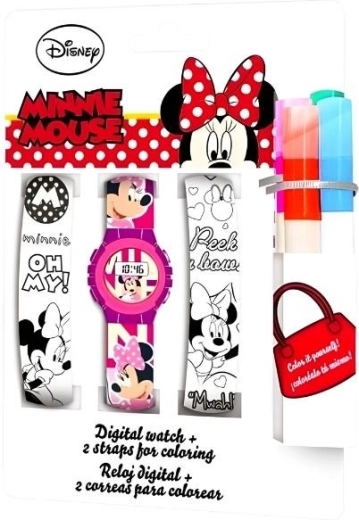 Euroswan set of digital watch and straps to color in Minnie