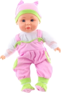 Baby doll with a soft body and sounds, pink sweatpants