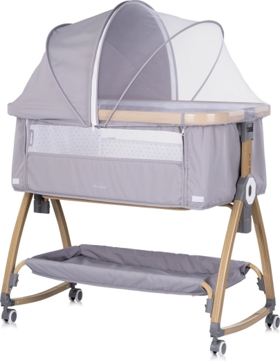 Chipolino Charisma premium bedside crib 2-in-1 platinum wood