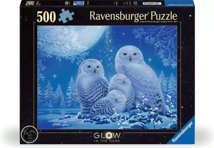 Ravensburger šviečianti dėlionė „Pelėdos mėnulio aušroje“ 500 dalių