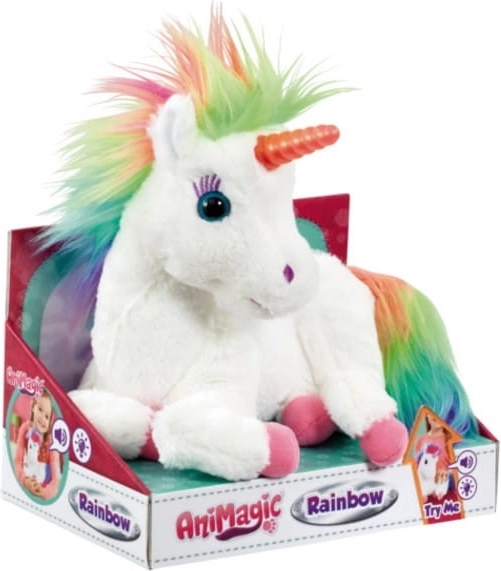 Šviečiantis pliušinis vienaragis ANIMAGIC Rainbow