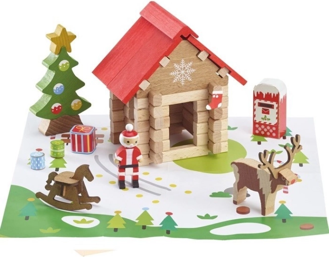 Jeujura Wooden Construction Set Santa’s Cabin – 60 Pieces