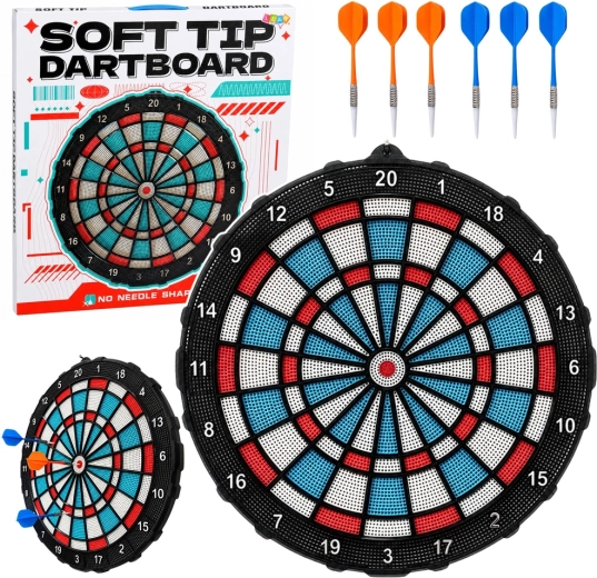 Soft tip dartboard 42.5 cm with a set of 6 darts