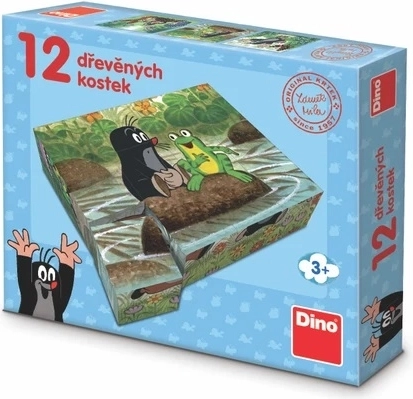 Dino medinės kaladėlės Kurmis ir gyvūnėliai, 12 vnt.