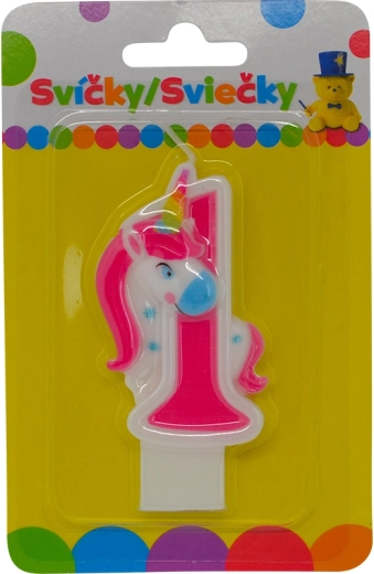 Gimtadienio žvakutė su vienaragiu, skaičius 1
