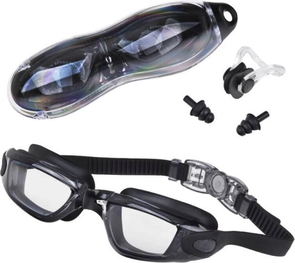 Kids’ swimming goggles with UV protection and anti-fog + earplugs and nose clip