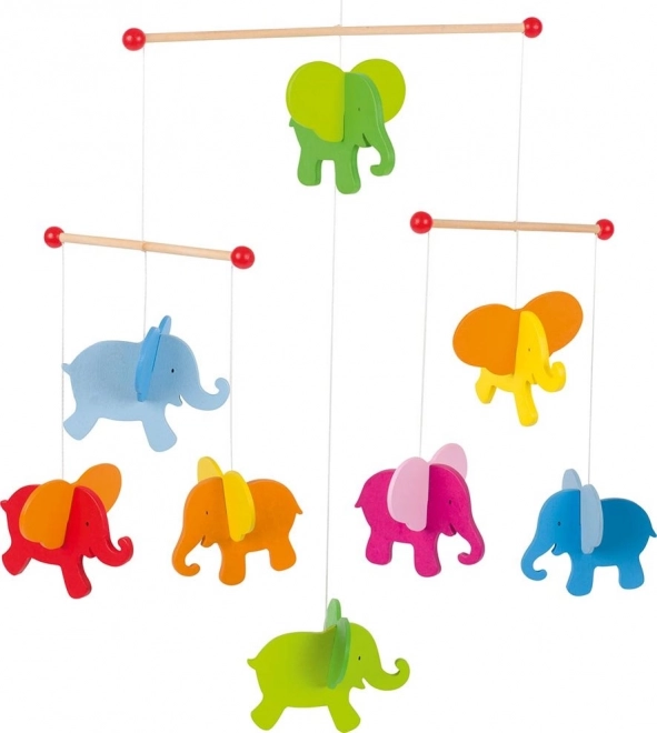 Goki wooden hanging mobile with elephants for the crib