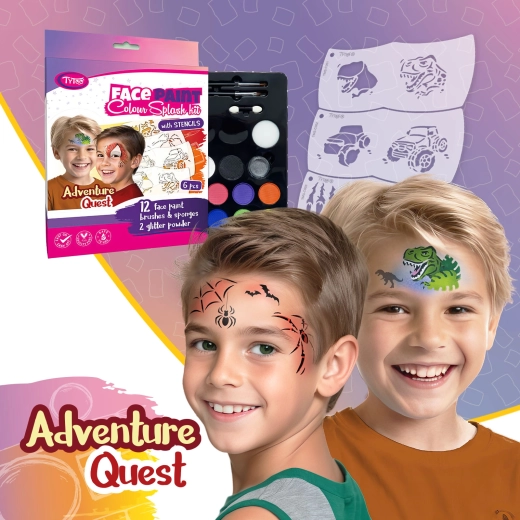 TyToo Adventure Quest veido tapybos rinkinys su 6 Mosaic trafaretais