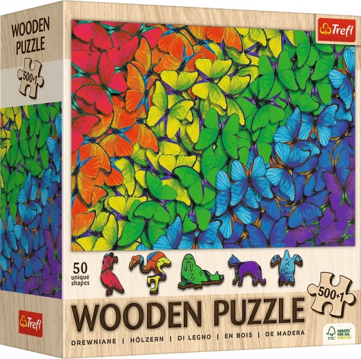 Wooden Puzzle TREFL Rainbow Butterflies 501 Pieces