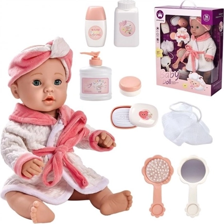 Lėlė kūdikis su maudymosi reikmenimis