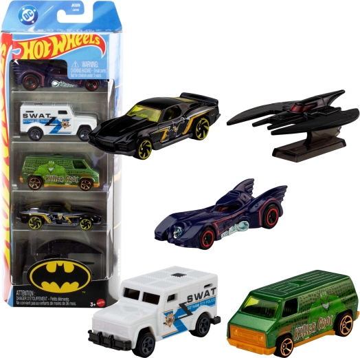 Hot Wheels DC Batman – 5 metalinių automobiliukų rinkinys 1:64 (apie 7 cm)