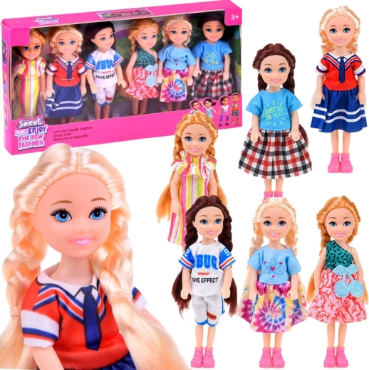 Mini lėlytės lėlių nameliui – 6 vnt. rinkinys, 14 cm