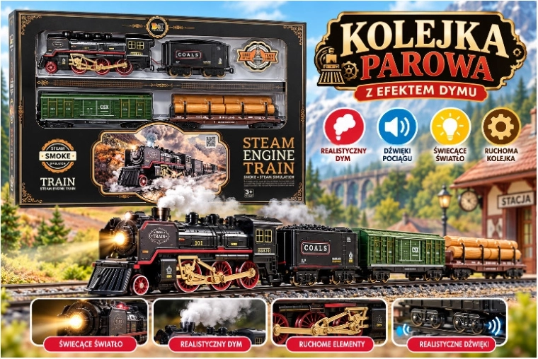 Steam Train with Light, Sound and Steam Effect