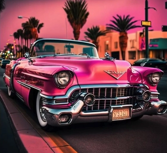 Deimantinis tapymas „Cadillac Los Andžele“ 30 × 40 cm