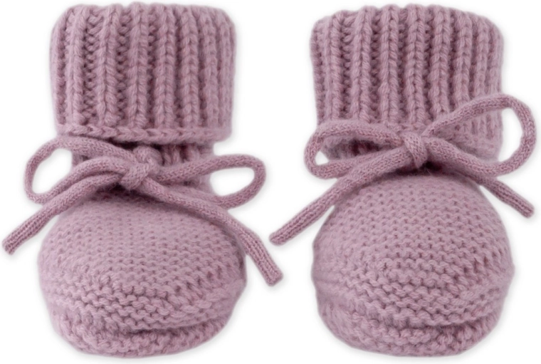 Lodger merino megztos šlepetės (kūdikio batukai) mauve 0–6 mėn.