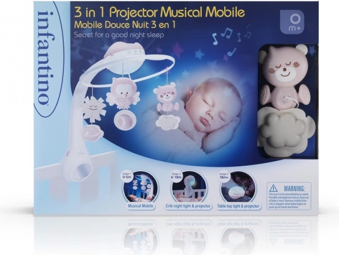 Infantino muzikinė karuselė 3 viename, pudrinė rožinė