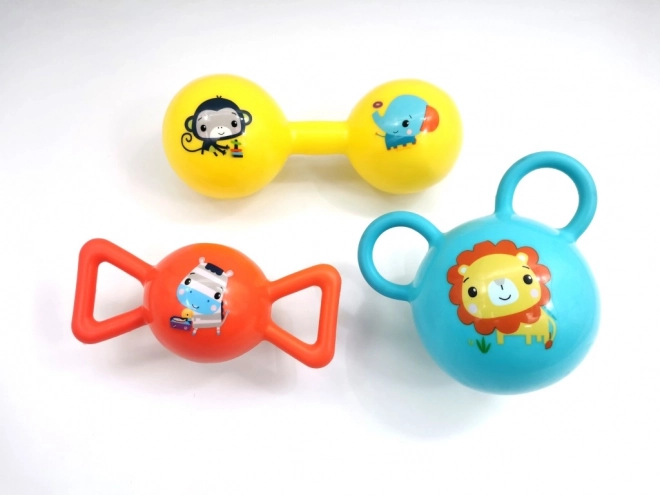 Fisher-Price spalvotų kamuoliukų rinkinys su rankenėlėmis kūdikiams