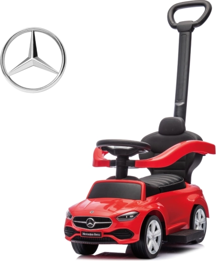 Milly Mally vaikiška stumdukas su vedimo rankena Mercedes C-Class deluxe raudonas