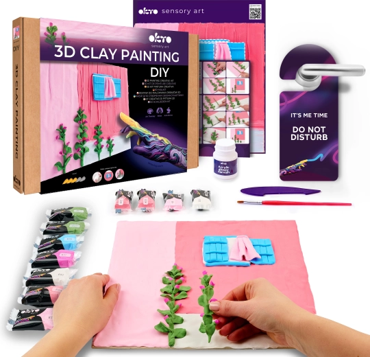 Okto art set for painting with modeling clay “Pink Morning” 30 × 30 cm