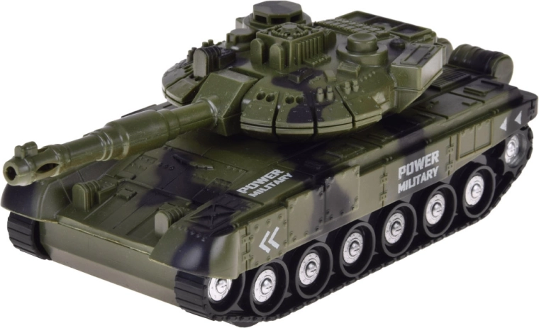 Tank with rotating turret and movable cannon