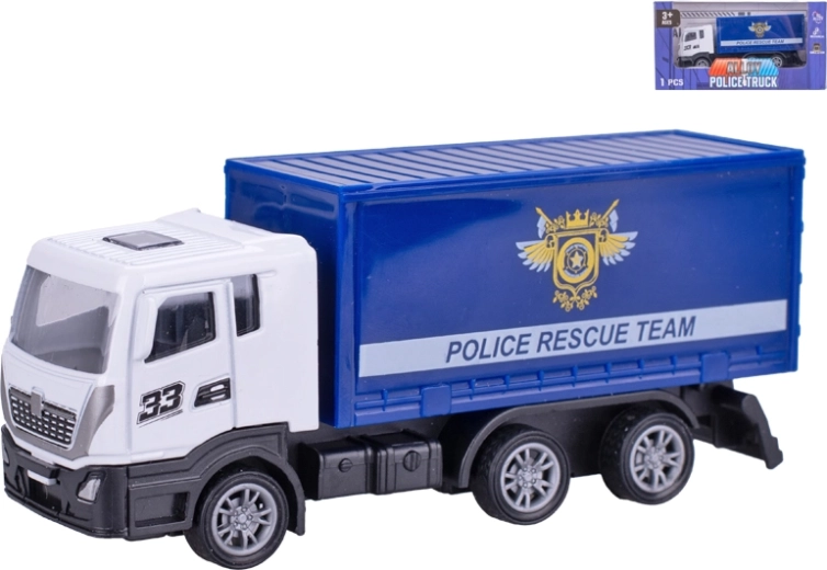 Metalinis policijos automobilis su atbulinės eigos (pull-back) mechanizmu, 12 cm