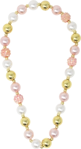 Pink Poppy necklace with pearls and crown