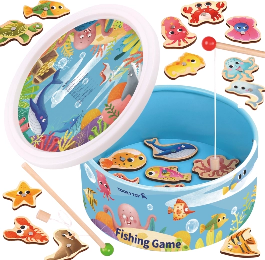 Tooky Toy magnetinis žaidimas žvejyba – medinis rinkinys