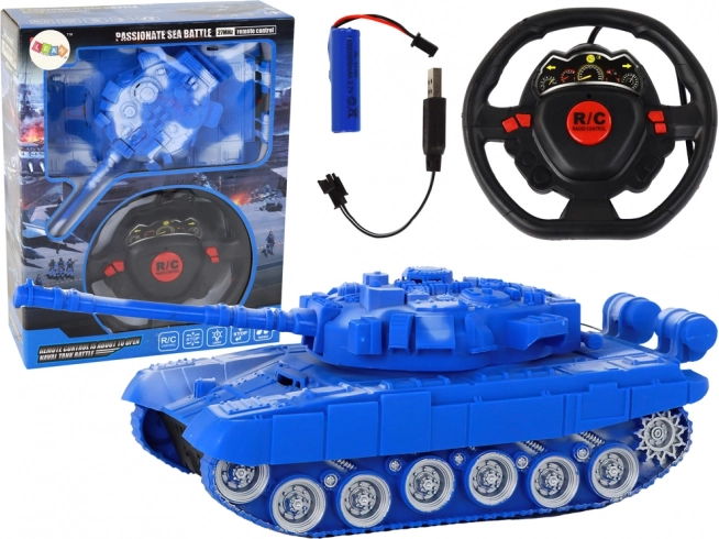 Linksmas RC tankas mėlynas 1:18 27MHz