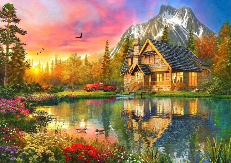Puzzle Mountain Cabin 1000 Pieces BLUEBIRD