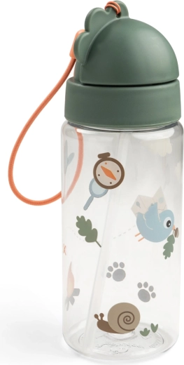 Done by Deer vaikiškas buteliukas su šiaudeliu Tiny trails, žalias, 350 ml