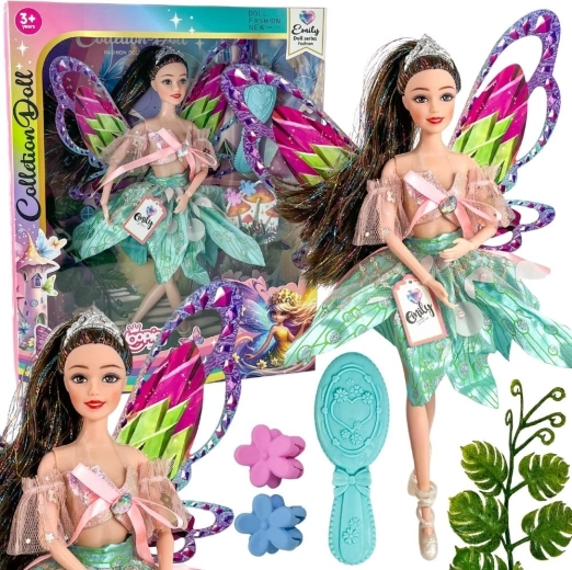 Emily the Fairy Doll with Colorful Wings and Hairbrush WOOPIE ROYAL
