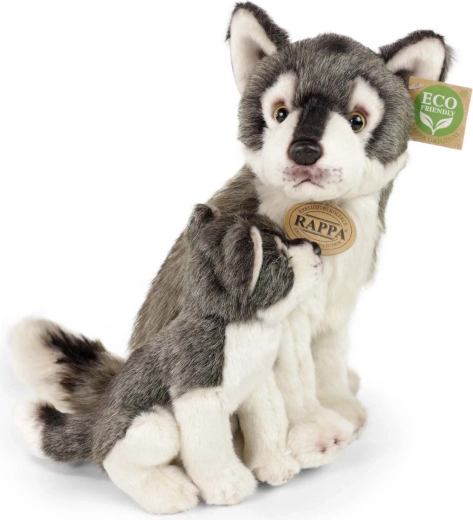 Eco-Friendly Plush Wolf with Cub 27 cm - 2 pcs