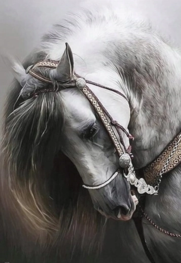 Diamond Painting – Portrait of a White Horse 30 × 40 cm