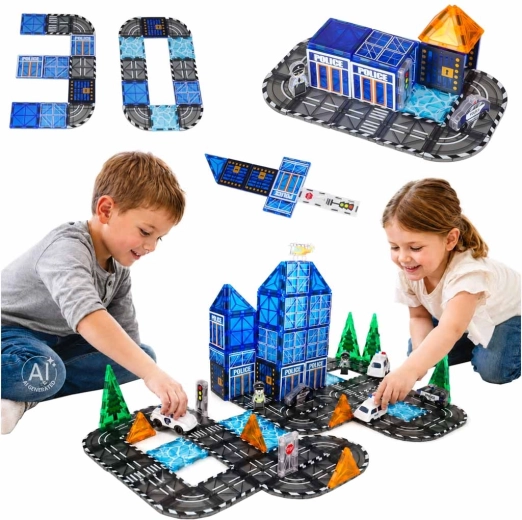 Magnetinės konstrukcinės 3D kaladėlės Policija – 91 dalis
