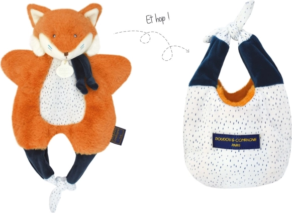 Doudou lapė krepšelyje 3 viename, 30 cm