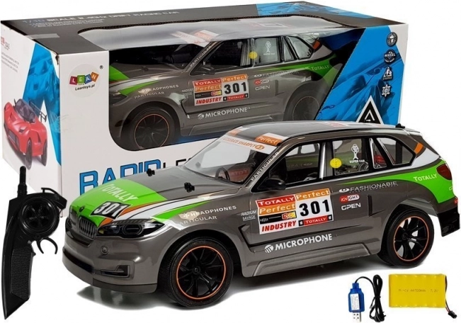 Pilkas nuotoliniu būdu valdomas lenktyninis automobilis RC 1:10 2.4G