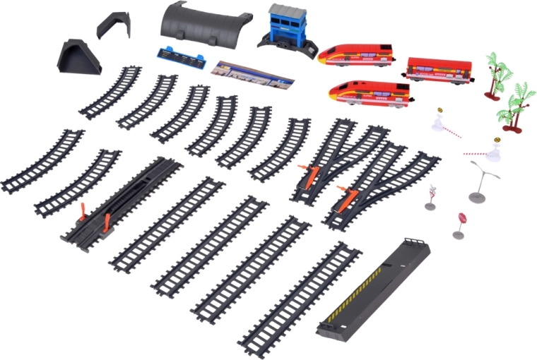 Tracks with switches and accessories for a detailed scene