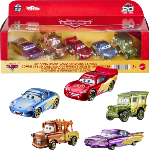 Mattel Disney Pixar Cars jubiliejinis kolekcinis rinkinys – 5 metalinės mašinėlės 20-mečiui